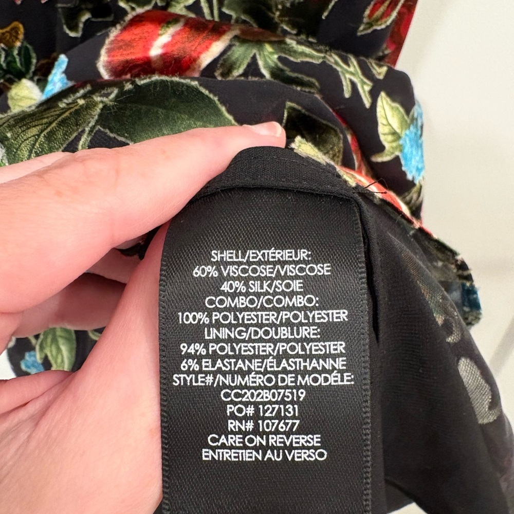 Alice + Olivia Heather Handkerchief Floral Silk Blend Dress Size 4 - Picture 14 of 15
